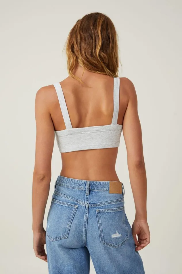 Cory Micro Crop Tank Light Grey Marle Women Cotton On Tops