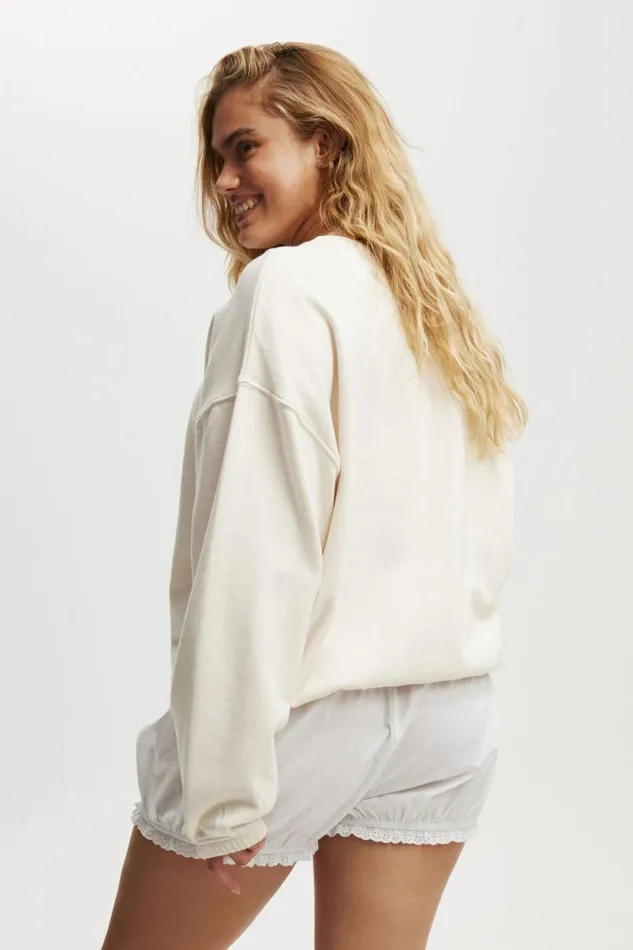 Cozy Sleep Crew Neck Fleece Sweet Cream Women Cotton On Sweats and Hoodies