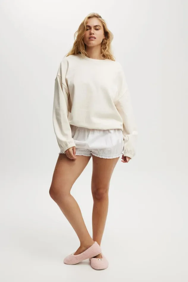 Cozy Sleep Crew Neck Fleece Sweet Cream Women Cotton On Sweats and Hoodies