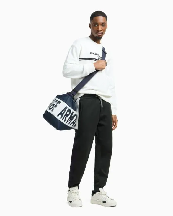 Crewneck Sweatshirt With Logo Print On The Chest White Men Armani Sweatshirts