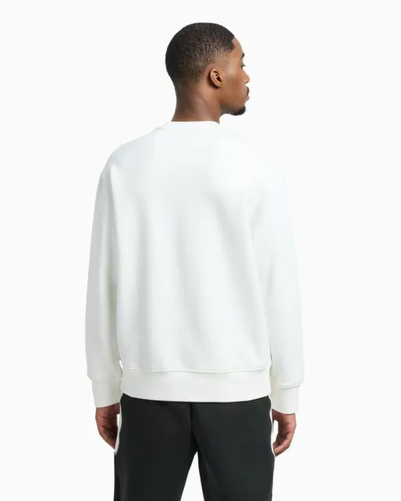 Crewneck Sweatshirt With Logo Print On The Chest White Men Armani Sweatshirts