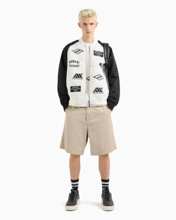Crewneck Sweatshirt With Patches And Logos White Men Armani Matching Sets
