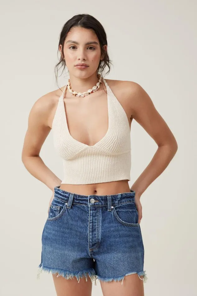 Crochet Halter Ecru Women Cotton On Tops