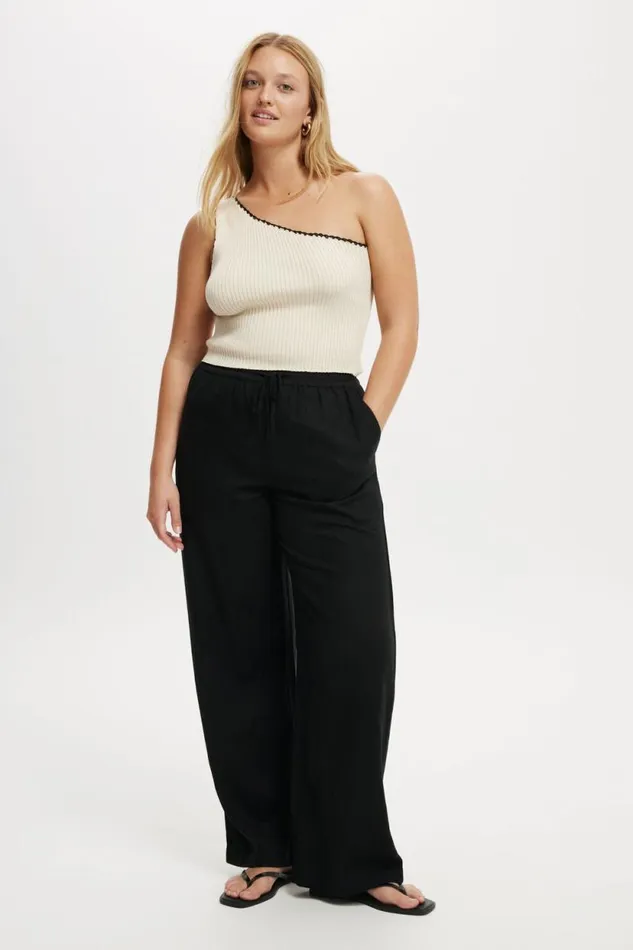 Crochet Trim Rib One Shoulder Ecru Women Cotton On Tops