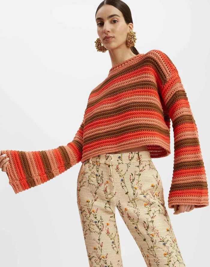Crop Sweater Multicolor Red Women La Double J Knitwear