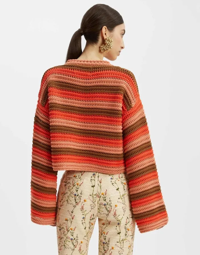 Crop Sweater Multicolor Red Women La Double J Knitwear Crop Sweater Multicolor Red Women La Double J Knitwear