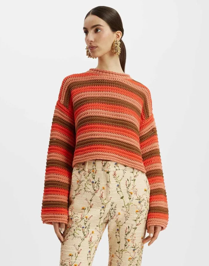 Crop Sweater Multicolor Red Women La Double J Knitwear Crop Sweater Multicolor Red Women La Double J Knitwear