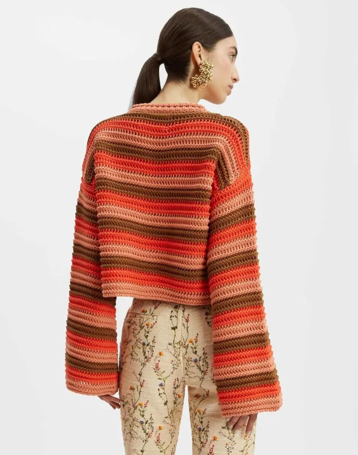 Crop Sweater Multicolor Red Women La Double J Knitwear Crop Sweater Multicolor Red Women La Double J Knitwear