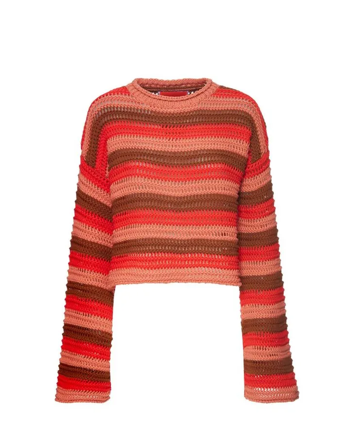 Crop Sweater Multicolor Red Women La Double J Knitwear Crop Sweater Multicolor Red Women La Double J Knitwear