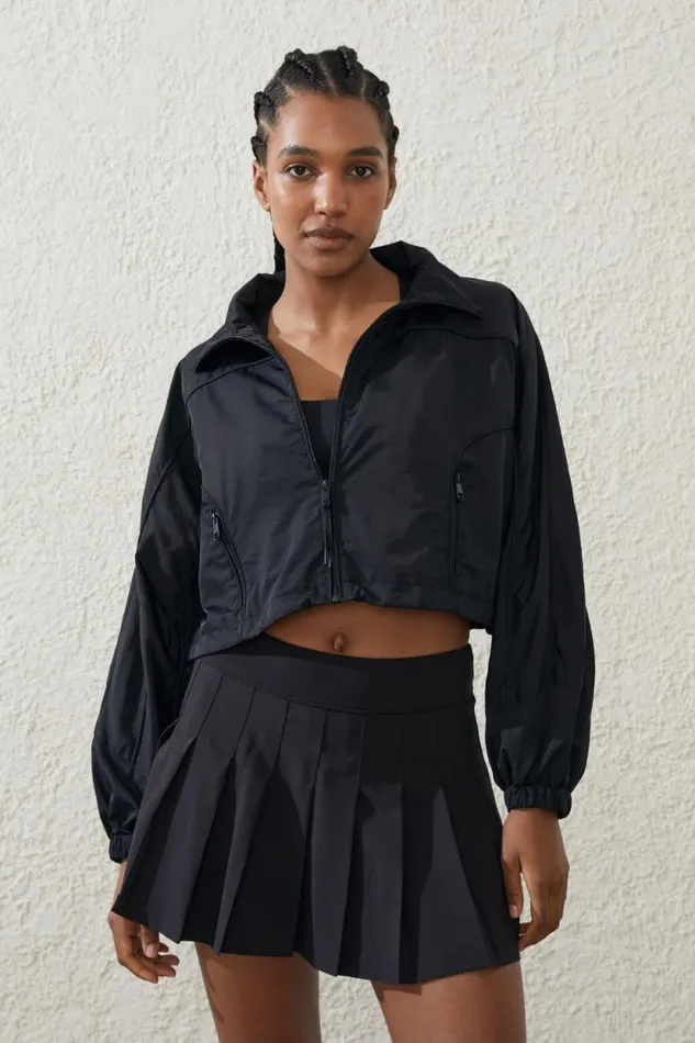 Cropped Contrast Anorak Black Women Cotton On Jackets