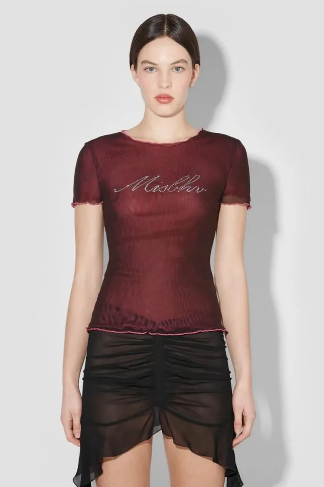 Crystal Double Layered TShirt Brownpink Women MISBHV TShirts