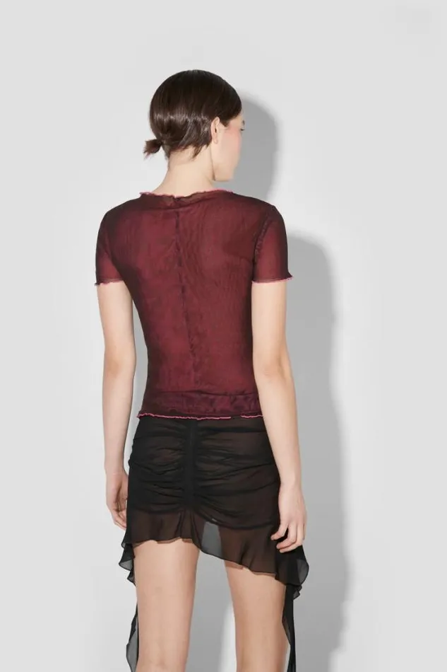 Crystal Double Layered TShirt Brownpink Women MISBHV TShirts