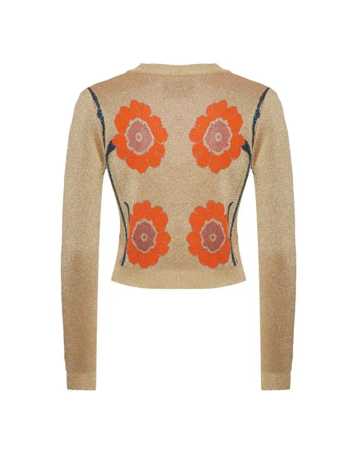 Daisychain Mini Cardigan Orange and Gold Women La Double J Knitwear Daisychain Mini Cardigan Orange and Gold Women La Double J Knitwear