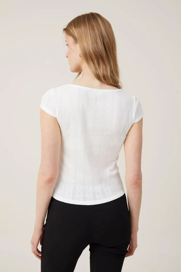 Darcie Scoop Neck Short Sleeve Top Natural White Women Cotton On Tops