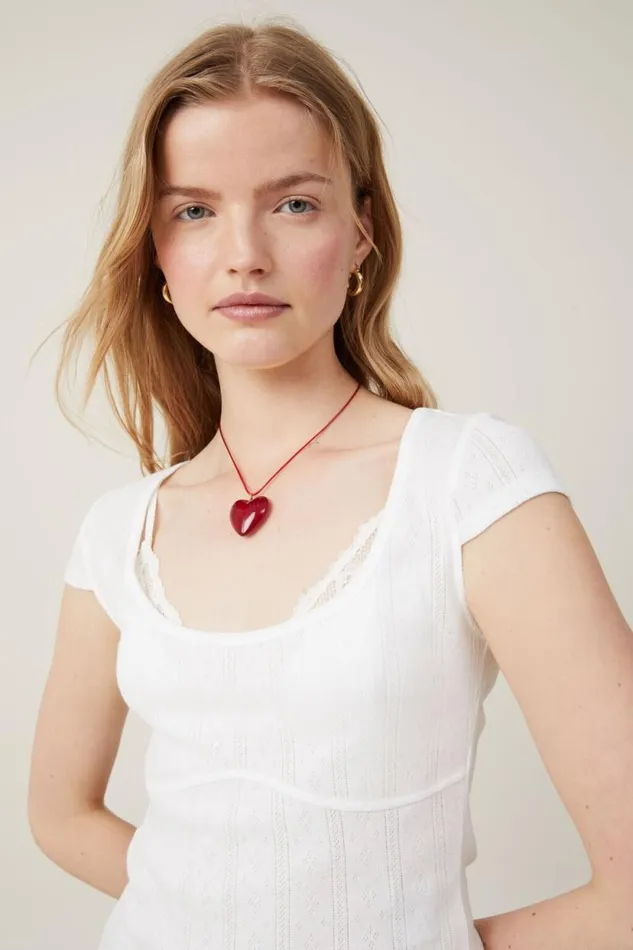 Darcie Scoop Neck Short Sleeve Top Natural White Women Cotton On Tops