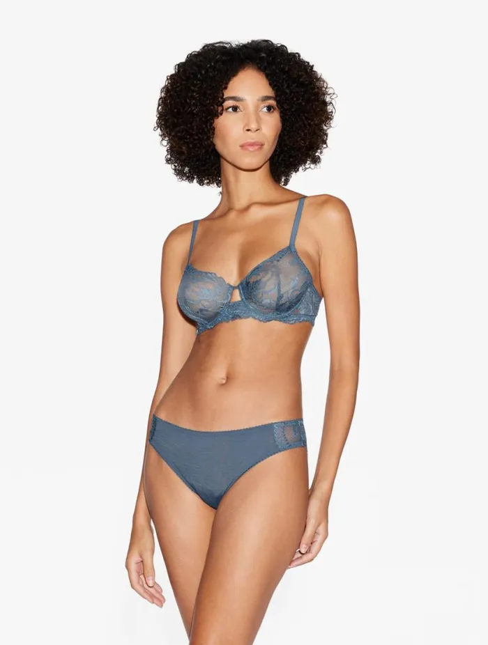 Dark Blue Lace Underwired Bra Lingerie La Perla Underwired