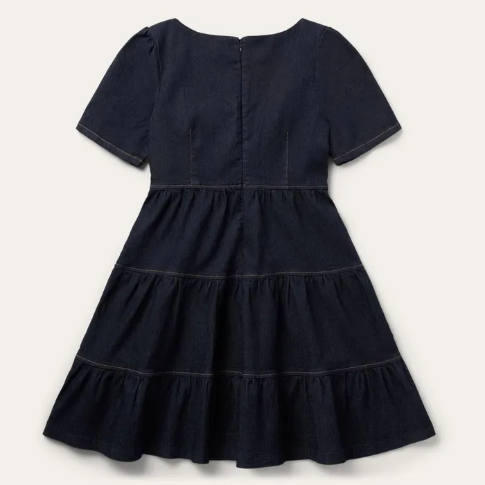 Dark Denim Dress With Contrast Top Stitching Blue Women Stetson Mini