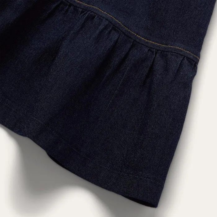 Dark Denim Dress With Contrast Top Stitching Blue Women Stetson Mini