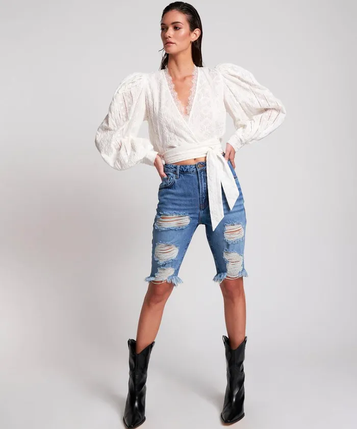 DELAWARE CUT OFF ORGANIC SUSTAINABLE TRUCKERS SHORTS Women One Teaspoon Organic Tees