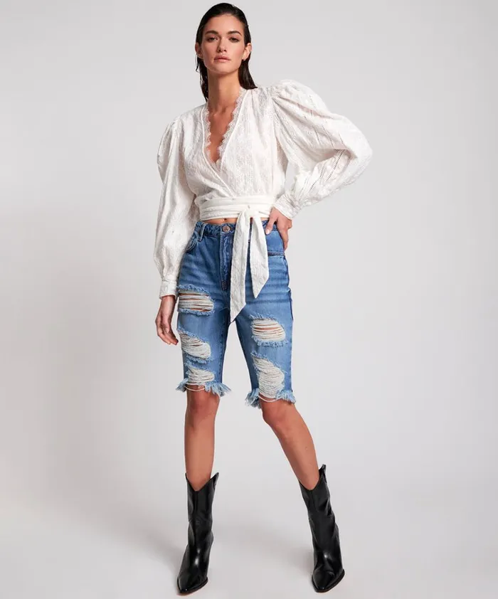 DELAWARE CUT OFF ORGANIC SUSTAINABLE TRUCKERS SHORTS Women One Teaspoon Organic Tees DELAWARE CUT OFF ORGANIC SUSTAINABLE TRUCKERS SHORTS Women One Teaspoon Organic Tees
