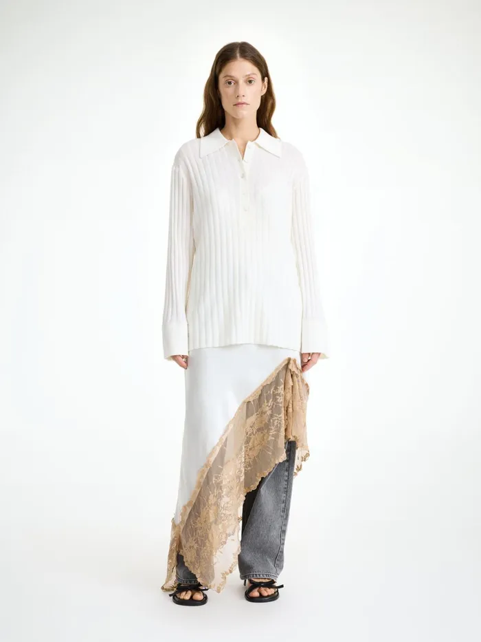 Delphine Merino Wool Sweater Soft White Women By Malene Birger Knitwear