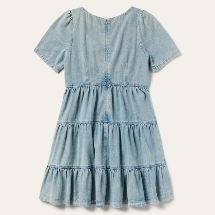 Denim Dress With Tiered Skirt Blue Women Stetson Mini