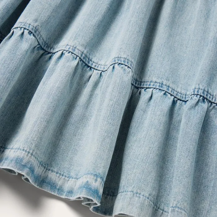 Denim Dress With Tiered Skirt Blue Women Stetson Mini