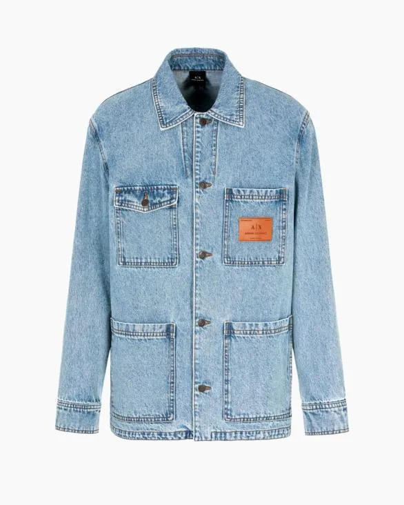 Denim Jacket With Logo Patch Blue Men Armani Matching Sets