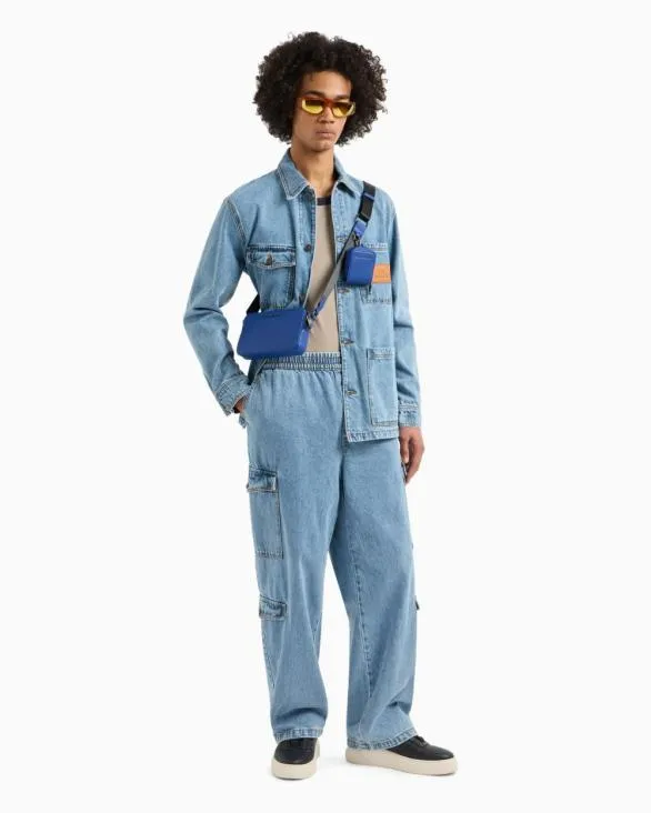 Denim Jacket With Logo Patch Blue Men Armani Matching Sets