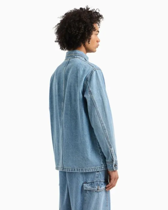 Denim Jacket With Logo Patch Blue Men Armani Matching Sets