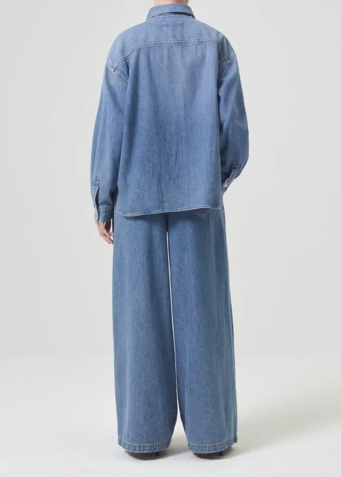 Denim Women Agolde Aiden High Low Shirt In Shout