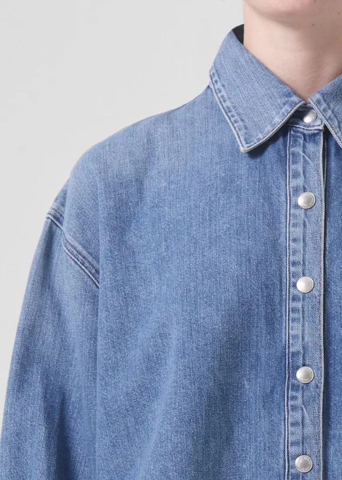 Denim Women Agolde Aiden High Low Shirt In Shout