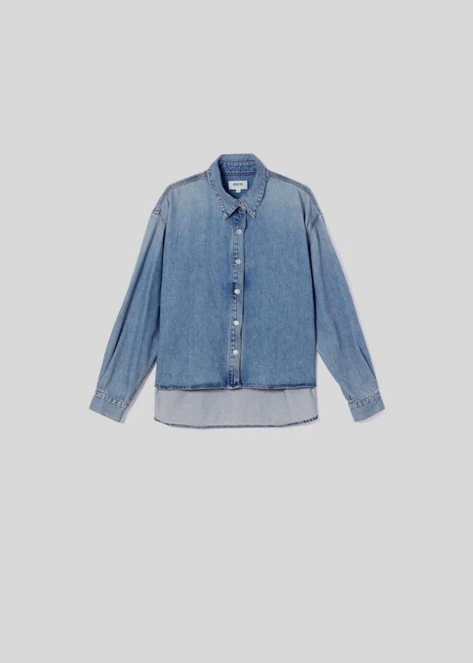 Denim Women Agolde Aiden High Low Shirt In Shout