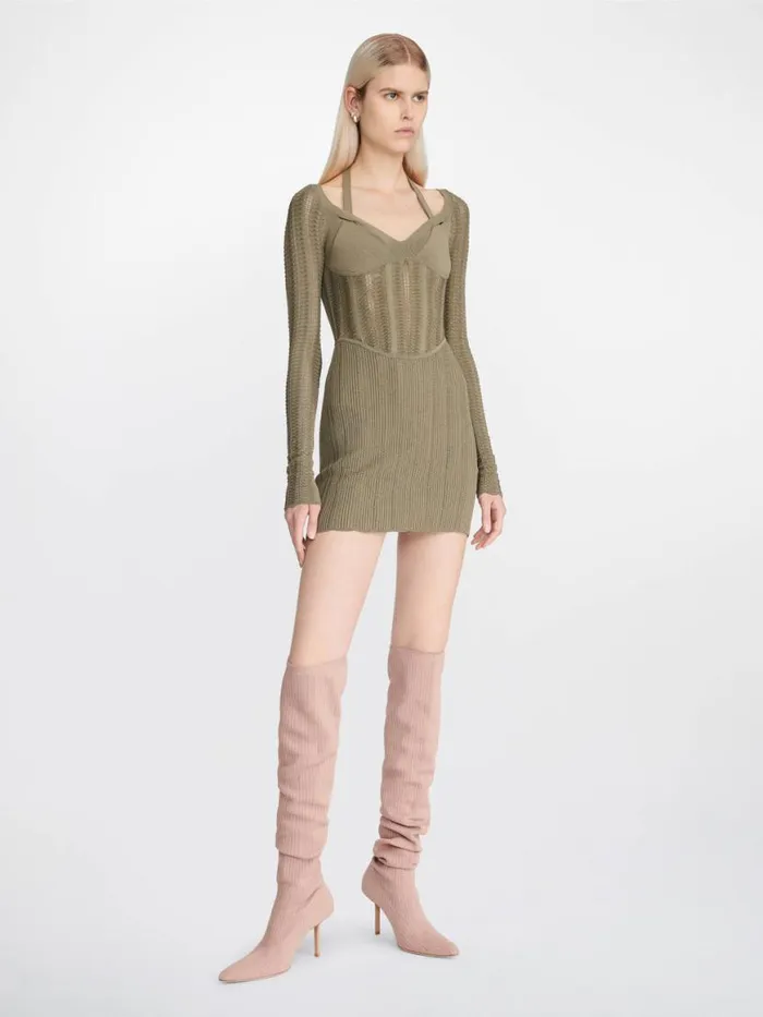 Dion Lee Dresses SNAKESKIN COLUMN CORSET DRESS Sagedark Sage 8211 Shop