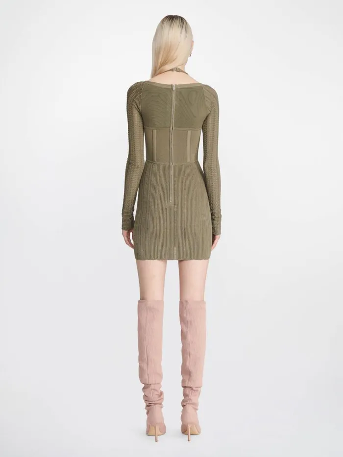 Dion Lee Dresses SNAKESKIN COLUMN CORSET DRESS Sagedark Sage 8211 Shop