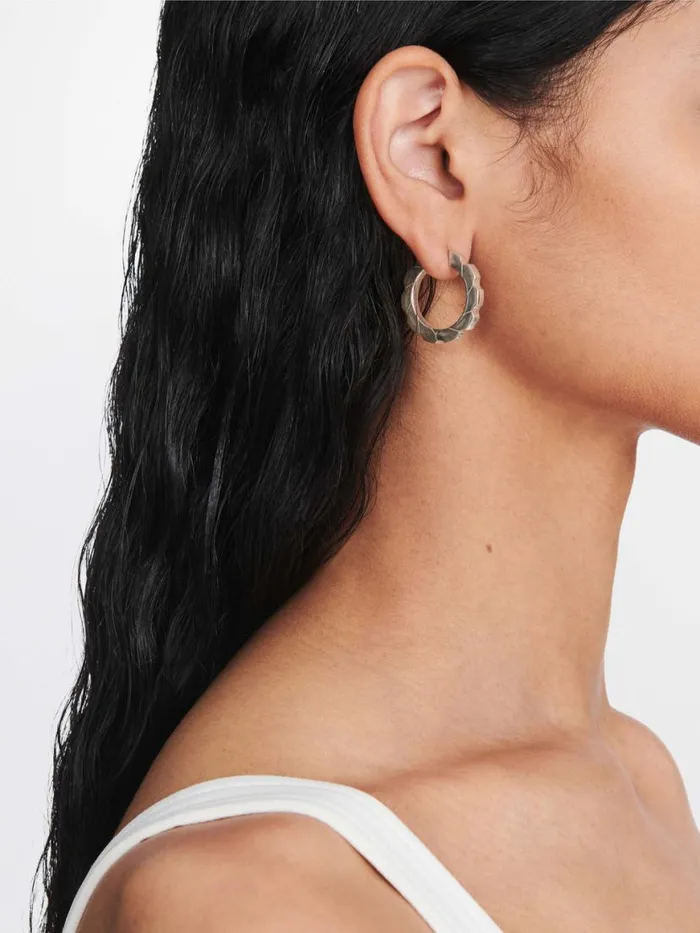 Dion Lee Jewellery FASTENER LARGE HOOP EARRING Silver 8211 Accessories
