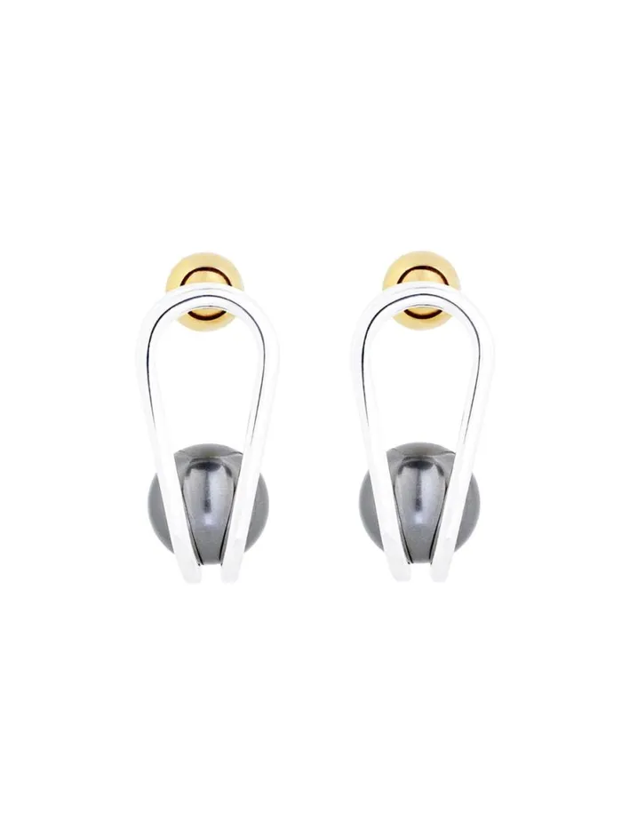 Dion Lee Jewellery GIANT CAGE PEARL EARRINGS Silver 8211 Accessories