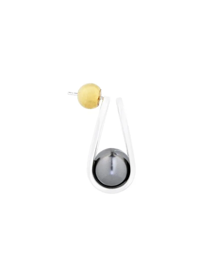 Dion Lee Jewellery GIANT CAGE PEARL EARRINGS Silver 8211 Accessories