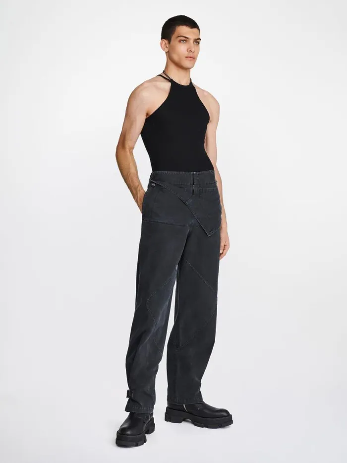 Dion Lee Pants BELTED SHELL PANT Washed Black 8211 UnisexShop