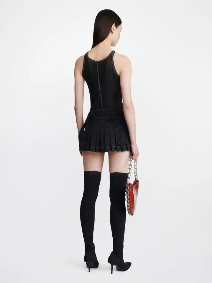 Dion Lee Skirts DARTED DENIM MINI SKIRT Washed Black 8211 Shop