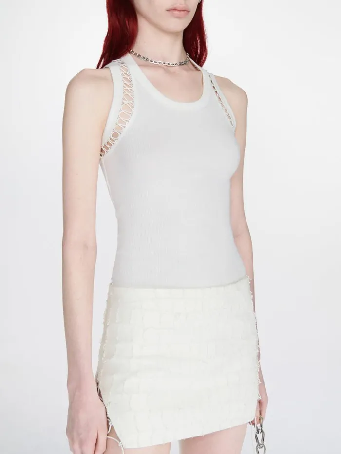 Dion Lee Tops PICOT LACE TANK TOP Ivory 8211 UnisexShop