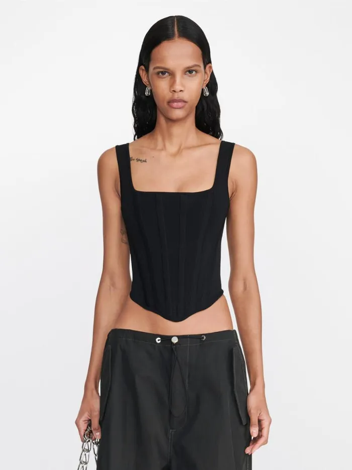 Dion Lee Tops POINTELLE CORSET LS TOP Black 8211 Shop