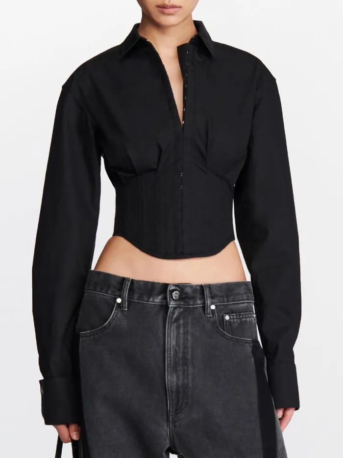 Dion Lee Tops TUXEDO CORSET SHIRT Black 8211 Shop