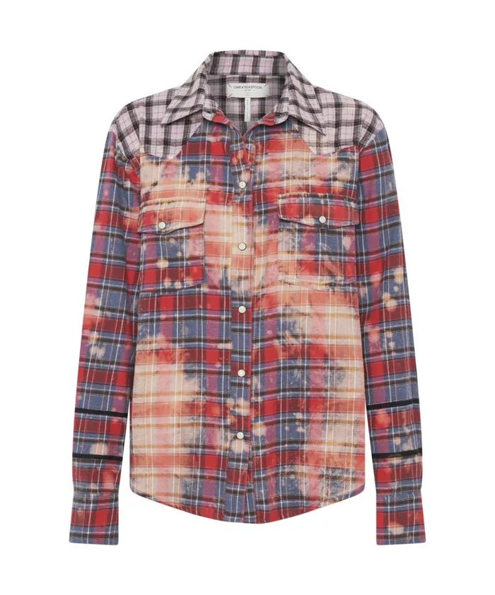 DISTRESSED FLANNEL WESTERN SHIRT Women One Teaspoon Shirts