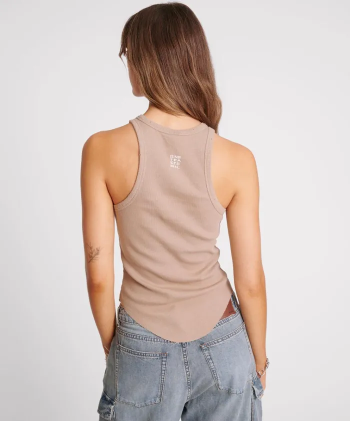 DISTRESSED RAMONE RIB TANK Women One Teaspoon Tops DISTRESSED RAMONE RIB TANK Women One Teaspoon Tops