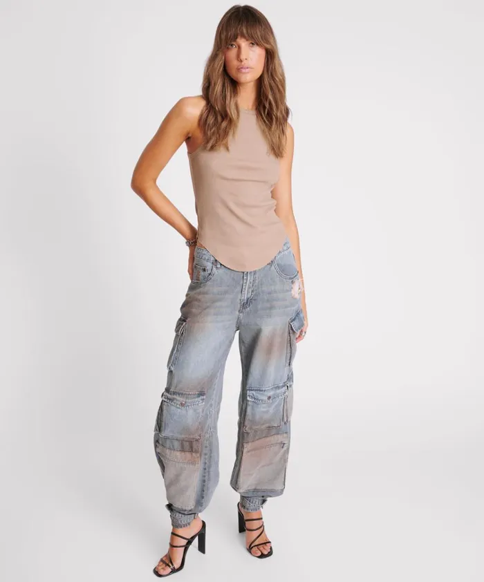 DISTRESSED RAMONE RIB TANK Women One Teaspoon Tops DISTRESSED RAMONE RIB TANK Women One Teaspoon Tops