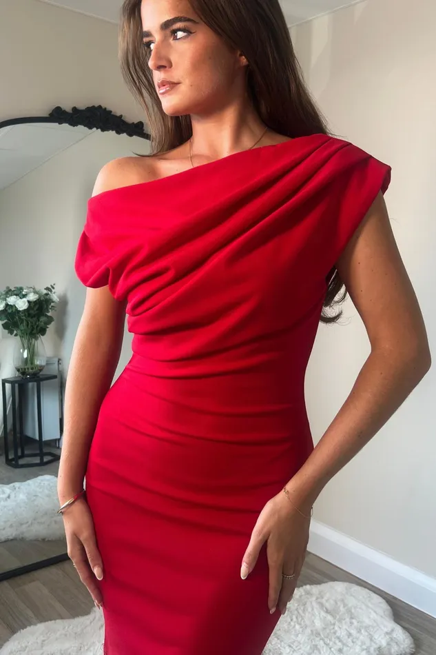 Donna Asymmetric Mini Dress Red Women Girl In Mind Mini Dresses