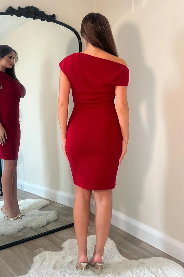 Donna Asymmetric Mini Dress Red Women Girl In Mind Mini Dresses