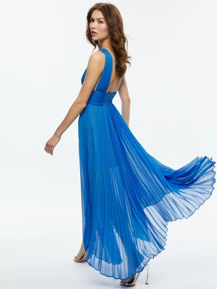 Dresses Women Alice Olivia ADRIANNA PLEATED MAXI DRESS French Blue