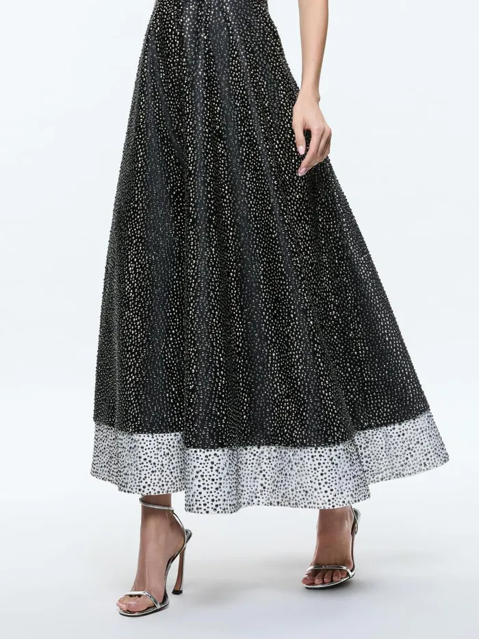 Dresses Women Alice Olivia BIJOU CRYSTAL STRAPLESS MIDI GOWN Blackoff White